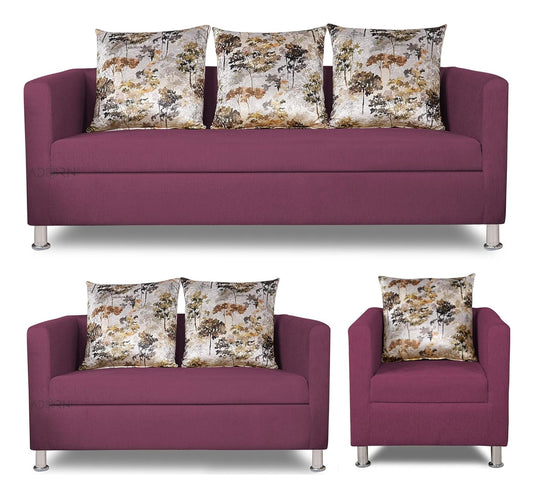 Adorn India Alita 3+2+1 Compact 6 Seater Sofa Set (Light Purple)