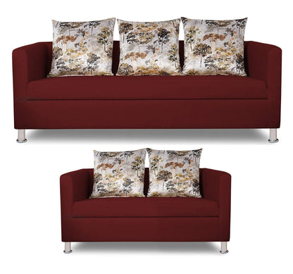 Adorn India Alita 3+2 Compact 5 Seater Sofa Set (Maroon)