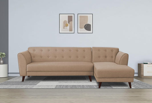 Adorn India (3 Years Warranty Leaf 5 Seater Corner Sofa Right Hand Side (Beige)