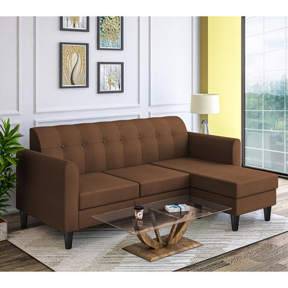 Adorn India Rio Elegant L Shape 4 Seater Sofa Set (Brown) (3 Year Warranty)