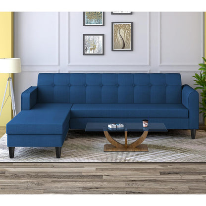 Adorn India Rio Elegant L Shape 5 Seater Sofa Set (LHS) (Blue) (3 Year Warranty)