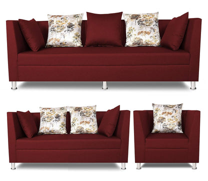 Adorn India Alica 3+2+1 Six Seater Sofa Set (Maroon)
