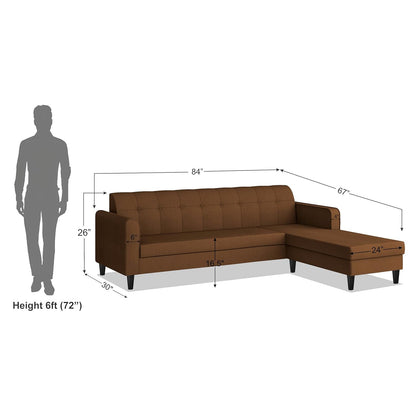 Adorn India Rio Elegant L Shape 5 Seater Sofa Set (RHS) (Brown) (3 Year Warranty)