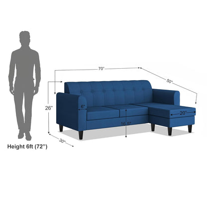 Adorn India Rio Elegant L Shape 4 Seater Sofa Set (Blue) (3 Year Warranty)