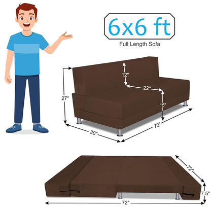 Adorn India Easy Alyn Plus Decent 4 Seater Sofa Cum Bed (6X6) (Brown) (1 Year Warranty)