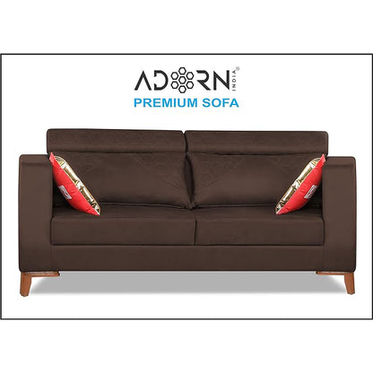 Adorn India Premium Pluto 3 Seater Sofa (Brown)