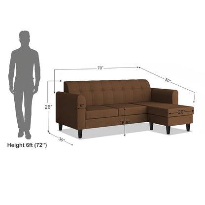 Adorn India Rio Elegant L Shape 4 Seater Sofa Set (Brown) (3 Year Warranty)