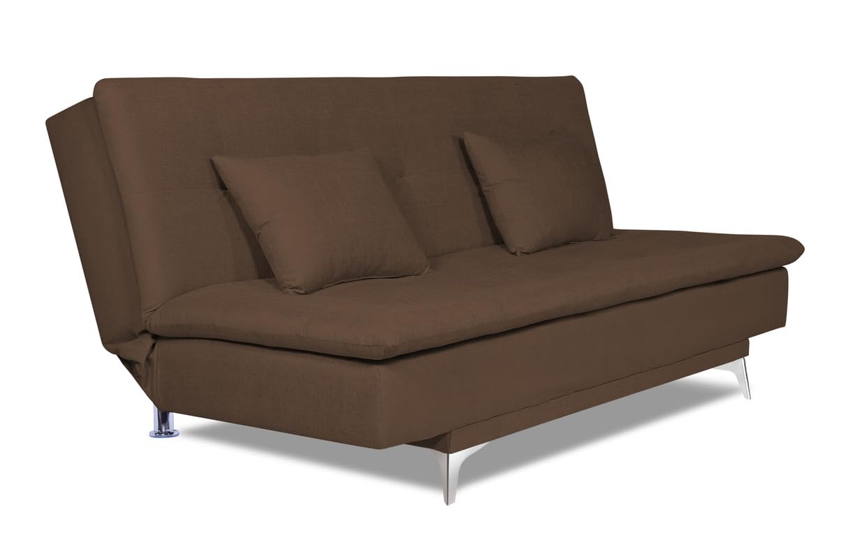Adorn India Aspen 3 Seater Sofa Cum Bed Single Tone Fabric (Brown) (3 Year Warranty)