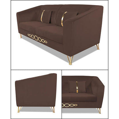 Adorn India Premium Camilla 3 Seater Sofa (Velvet Fabric Colour Brown)