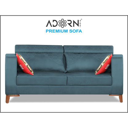 Adorn India Premium Pluto 3 Seater Sofa (Blue)