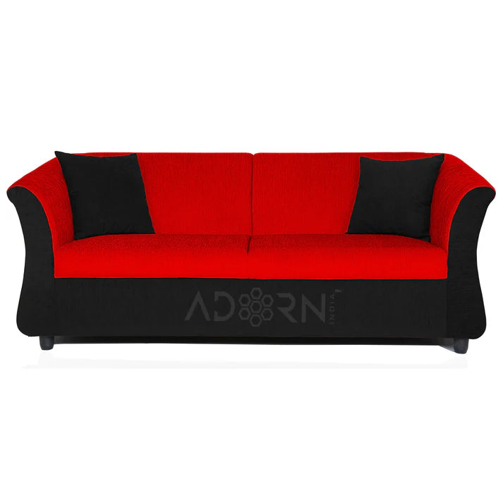 Adorn India Acura 3 Seater Sofa (Brown & Beige)