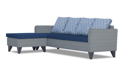 Adorn India Dorothy Blossom L Shape 5 Seater Sofa Set LHS (Blue & Grey)
