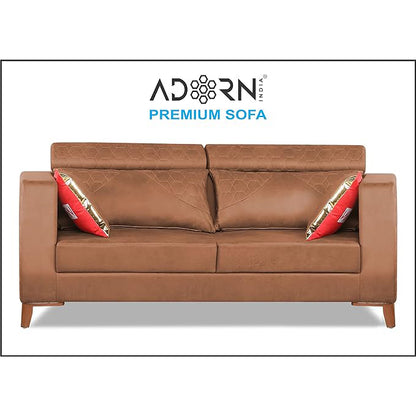 Adorn India Premium Pluto 3 Seater Sofa (Tan)