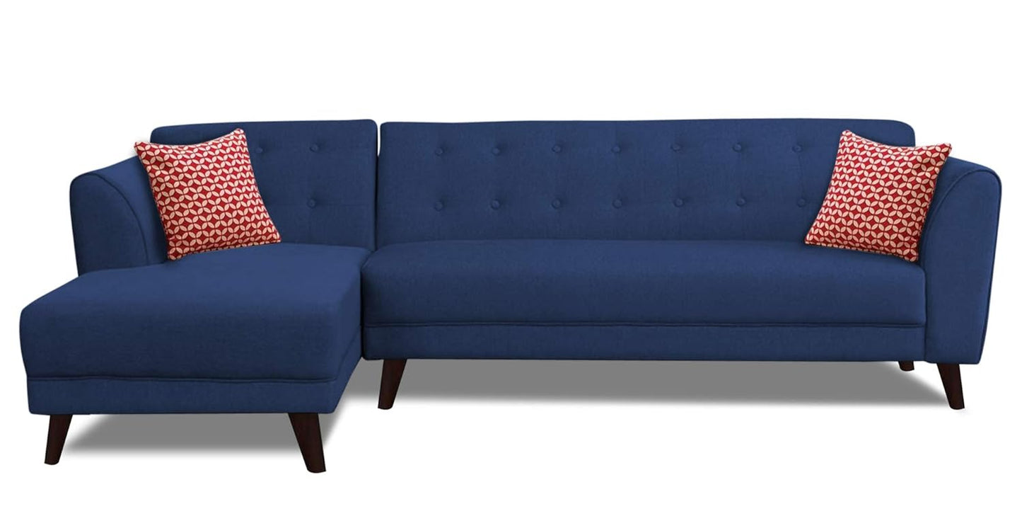 Adorn India (3 Years Warranty Leaf 6 Seater Corner Sofa (Blue) Left Hand Side