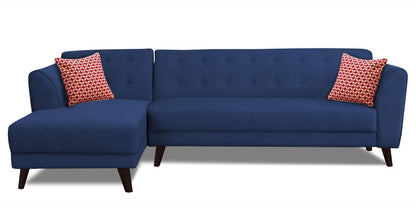 Adorn India (3 Years Warranty Leaf 6 Seater Corner Sofa (Blue) Left Hand Side