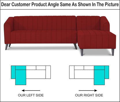 Adorn India Premium Laurel L Shape 6 Seater Sofa Set (RHS) (Red) (3 Year Warranty)