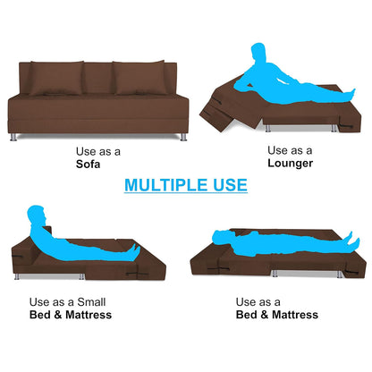 Adorn India Easy Alyn Plus Decent 4 Seater Sofa Cum Bed (6X6) (Brown) (1 Year Warranty)