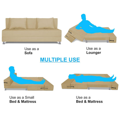 Adorn India Easy Alyn Plus Decent 4 Seater Sofa Cum Bed (6X6) (Beige) (1 Year Warranty)