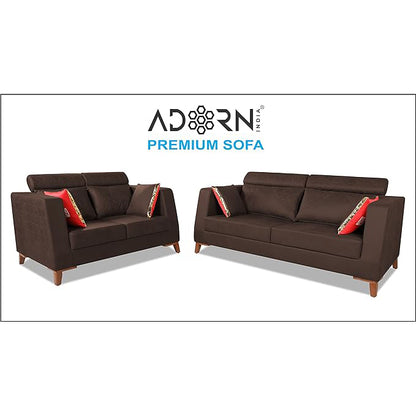 Adorn India Premium Pluto 3+2 Five Seater Sofa Set (Brown)