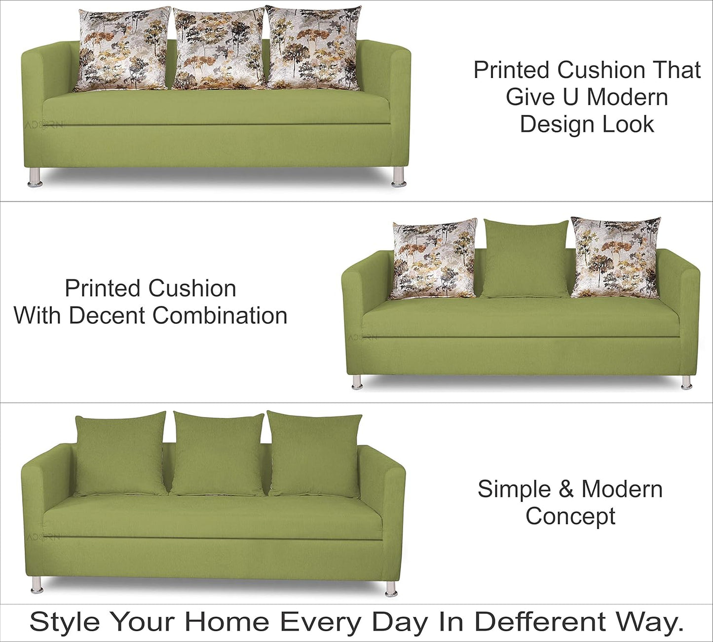 Adorn India Alita 3+2 Compact 5 Seater Sofa Set (Green)