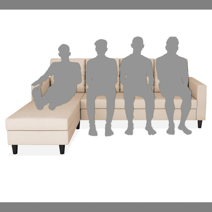 Adorn India Darcy L Shape 5 Seater Sofa Set (Lhs) (Beige) (3 Year Warranty)