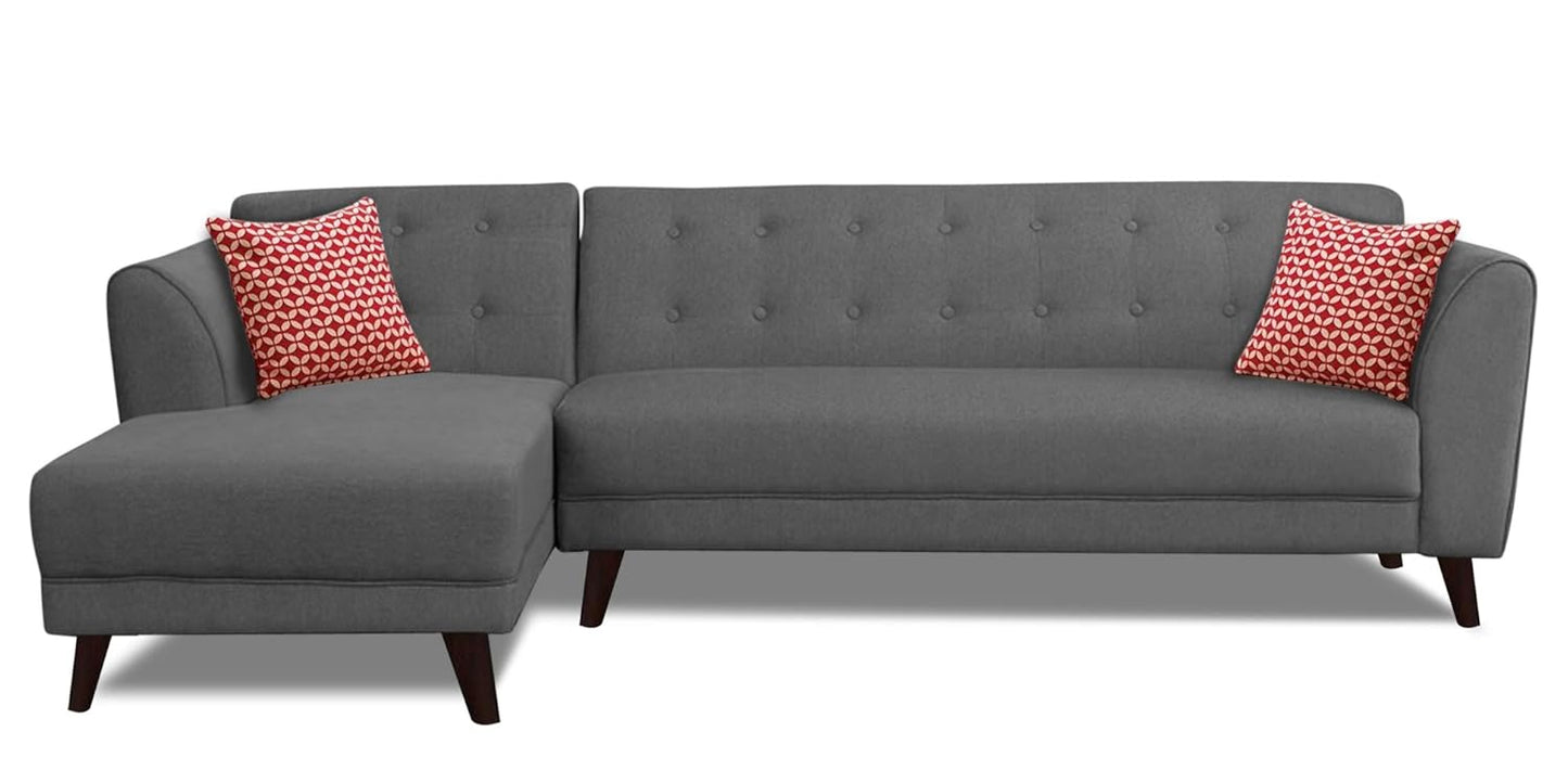 Adorn India (3 Years Warranty Leaf 6 Seater Corner Sofa (Grey) Left Hand Side
