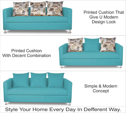 Adorn India Alita 3+2 Compact 5 Seater Sofa Set (Aqua Blue)