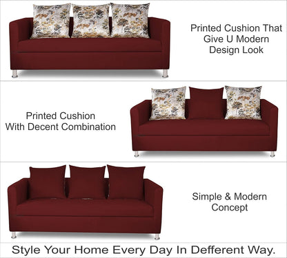 Adorn India Alita 3+2 Compact 5 Seater Sofa Set (Maroon)