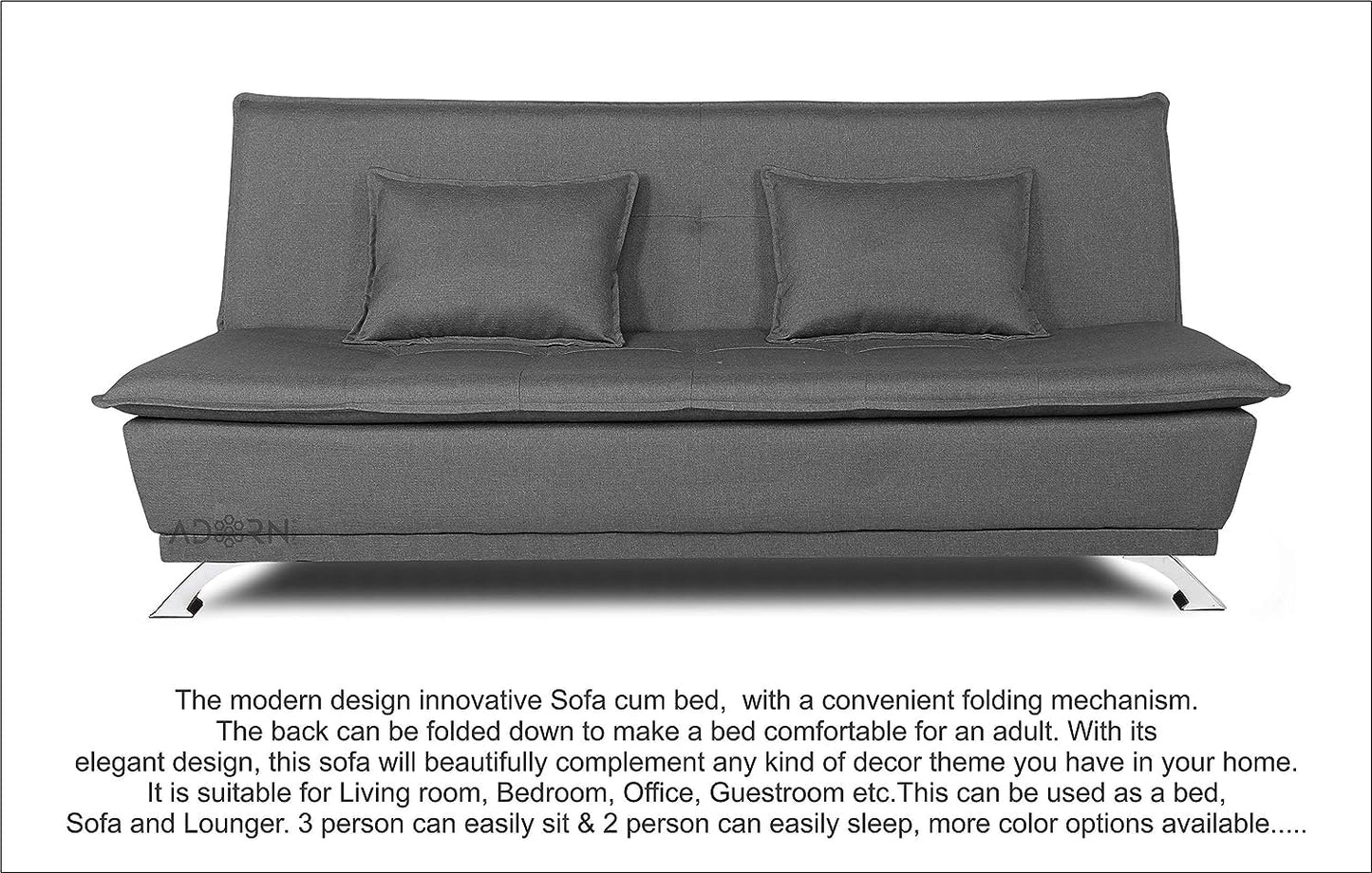 Adorn India Arden 4 Seater Rhombus Sofa Cum Bed 4 X 6 (Grey) (3 Year Warranty)