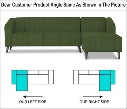 Adorn India Premium Laurel L Shape 6 Seater Sofa Set (RHS) (Green) (3 Year Warranty)