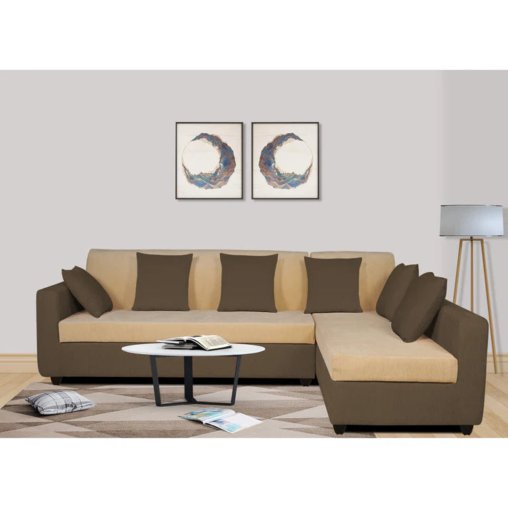 Adorn India Hallton Plain 2 Seater Sofa (Beige) (3 Year Warranty)