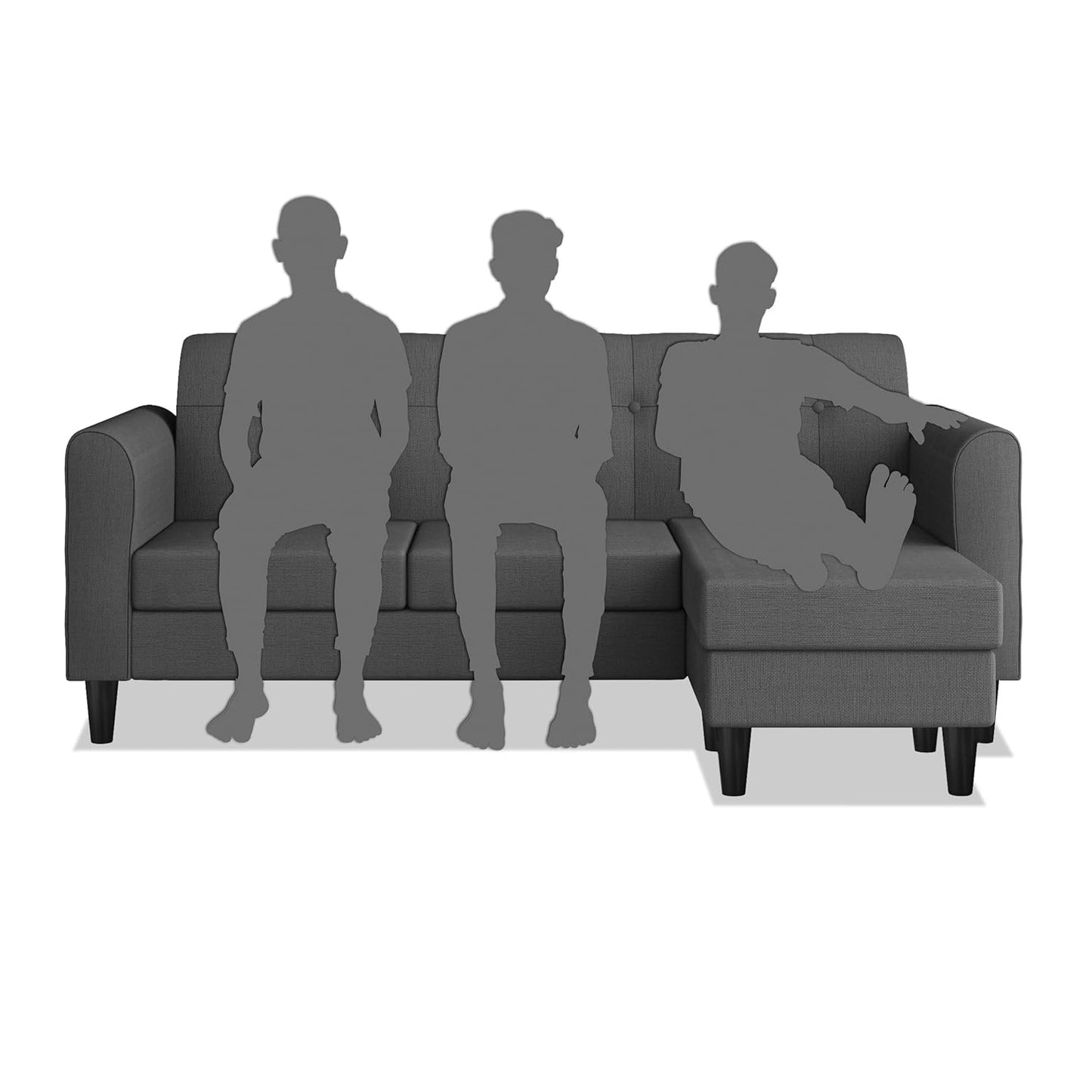 Adorn India Rio Elegant L Shape 4 Seater Sofa Set (Grey) (3 Year Warranty)