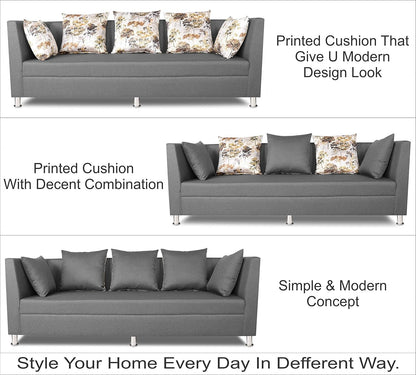 Adorn India Alica 3+2+1 Six Seater Sofa Set (Light Grey)