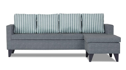 Adorn India Abington Stripes L Shape 5 Seater Sofa Set RHS (Grey) (3 Year Warranty)