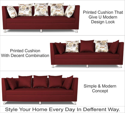 Adorn India Alica 3+2+1 Six Seater Sofa Set (Maroon)