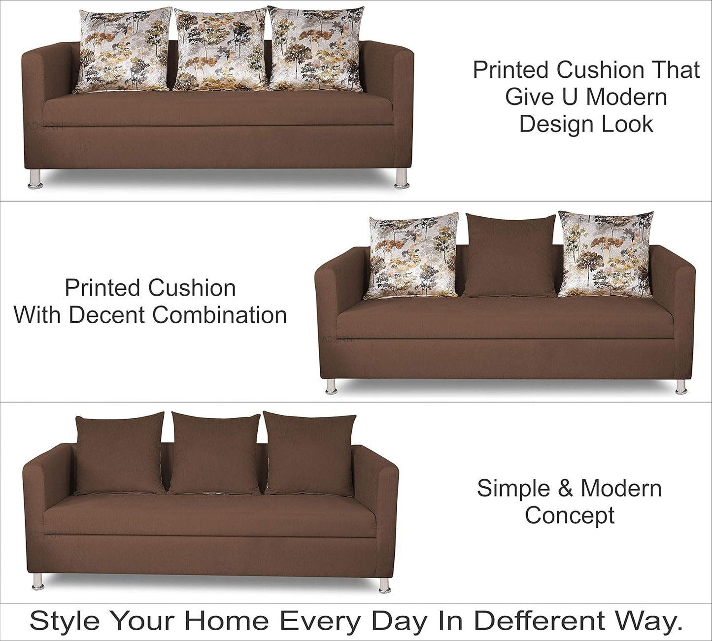 Adorn India Alita 3+2 Compact 5 Seater Sofa Set (Camel)