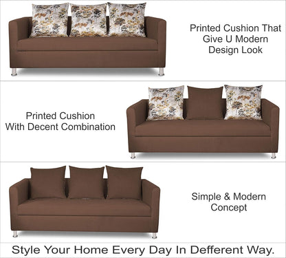 Adorn India Alita 3+2 Compact 5 Seater Sofa Set (Camel)