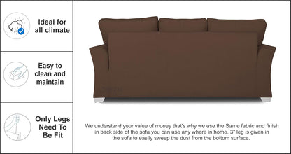 Adorn India Alexia 3+2+1 Six Seater Sofa Set (Wood & Fabric, Brown)
