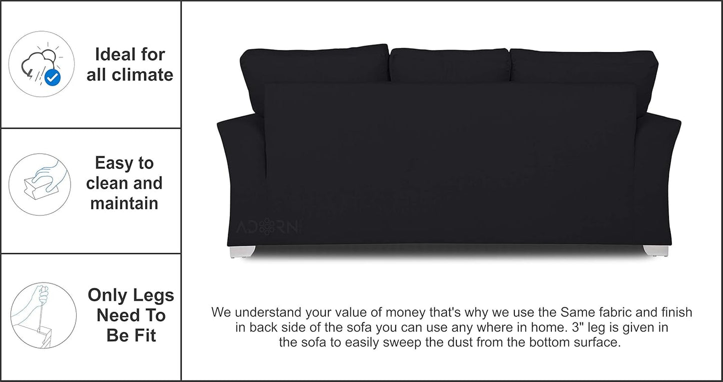 Adorn India Alexia 3+2 Five Seater Sofa Set (Black)