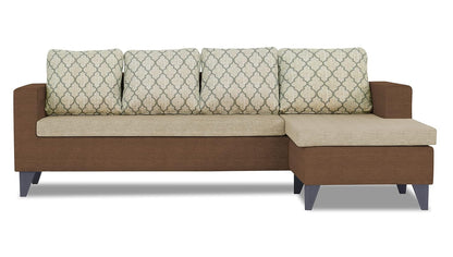 Adorn India Dorothy Blossom L Shape 5 Seater Sofa Set RHS (Brown & Beige)