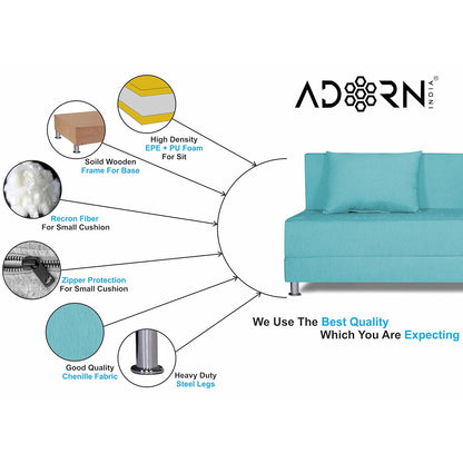 Adorn India Easy Alyn Plus Decent 4 Seater Sofa Cum Bed (6X6) (Aqua Blue) (1 Year Warranty)