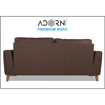 Adorn India Premium Phoenix 3 Seater Sofa (Leatherette Suede Fabric Colour Brown)
