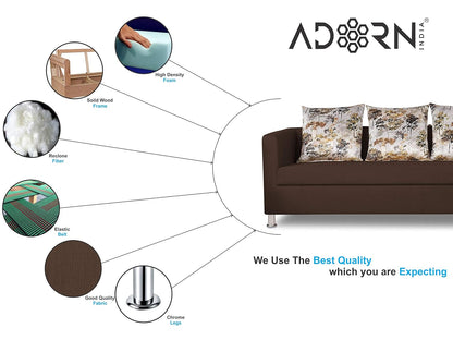 Adorn India Alita 3+2+1 Compact 6 Seater Sofa Set (Brown, Wood)