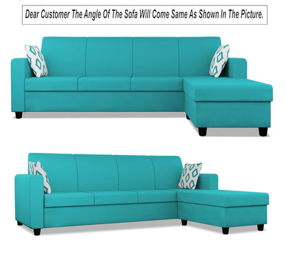 Adorn India Monteno L Shape 5 Seater Sofa Set RHS(Aqua Blue) (3 Year Warranty)