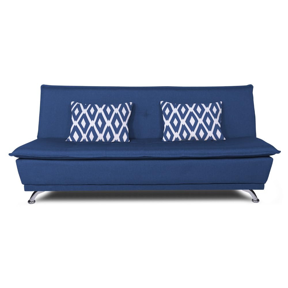 Adorn India Arden 4 Seater Rhombus Sofa Cum Bed 4 X 6 (Blue) (3 Year Warranty)