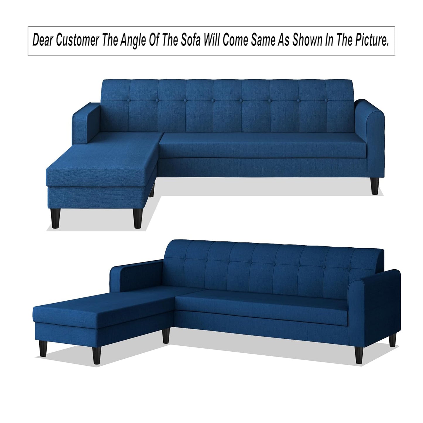 Adorn India Rio Elegant L Shape 5 Seater Sofa Set (LHS) (Blue) (3 Year Warranty)