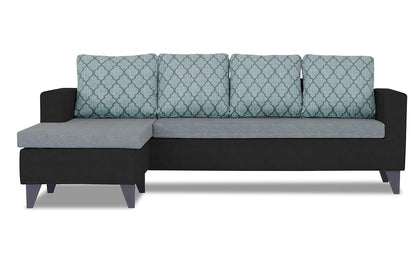 Adorn India Dorothy Blossom L Shape 5 Seater Sofa Set LHS (Black & Grey)