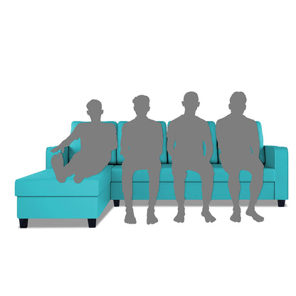 Adorn India Chandler Plain L Shape 6 Seater Sofa Set Lhs (Aqua Blue) (3 Year Warranty)