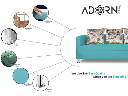 Adorn India Alita 3+2 Compact 5 Seater Sofa Set (Aqua Blue)