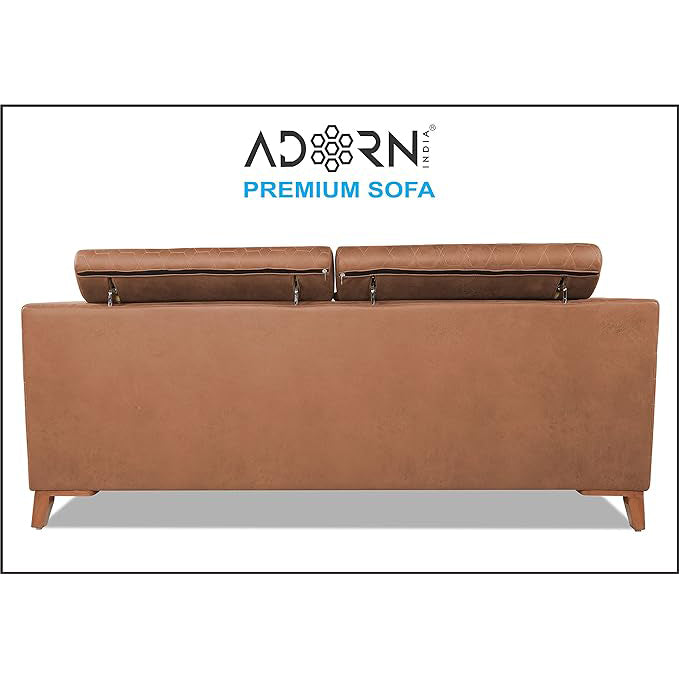 Adorn India Premium Pluto 3 Seater Sofa (Tan)